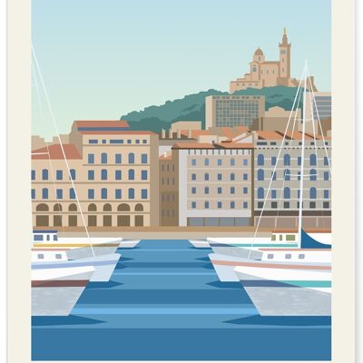 Affiche ville Marseille Vintage