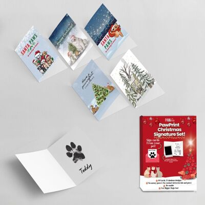 Kit de impresión de pata de mascota de tarjeta de Navidad para perro