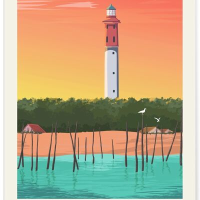 Affiche ville Cap-Ferret Vintage