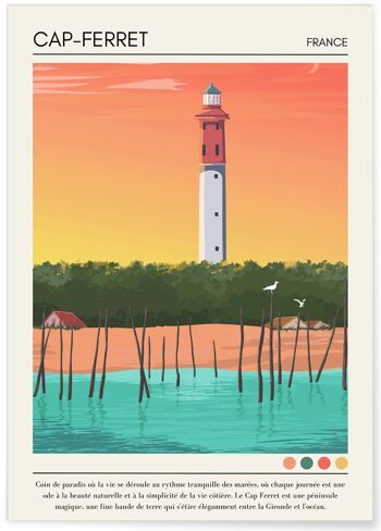 Affiche ville Cap-Ferret Vintage 1