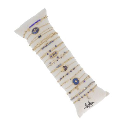 Kit de 16 bracelets en acier inoxydable - doré bleu - Coussin offert