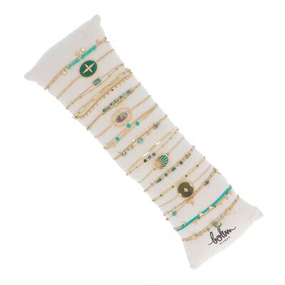 Kit de 16 pulseras de acero inoxidable - oro verde - Cojín gratis