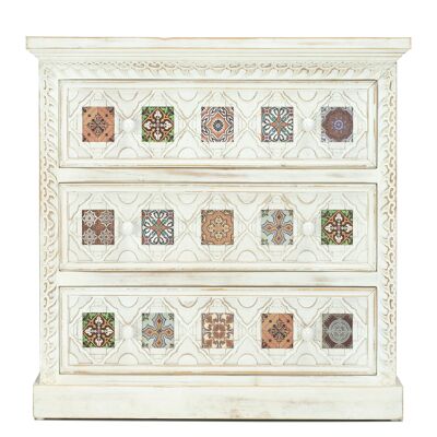 COMMODE LISBONNE 3 TIROIRS - 80x35x80cm