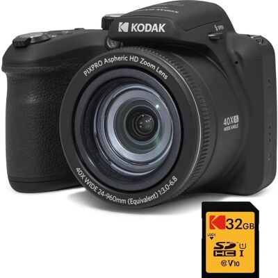 KODAK Pixpro Astro Zoom AZ425 - Fotocamera bridge digitale, zoom ottico 42X, grandangolo 24 mm, 20 megapixel, LCD 3, video Full HD 1080p, batteria agli ioni di litio, nero