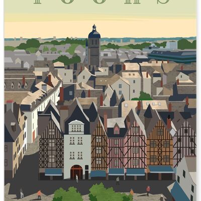 Poster illustration of the city Tours 3