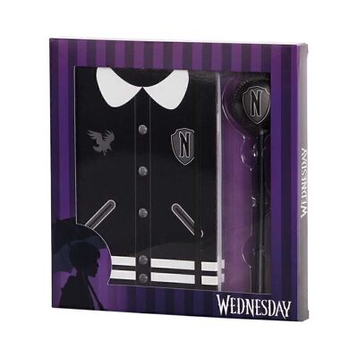 Confezione regalo Wednesday Varsity con diario e penna alla moda