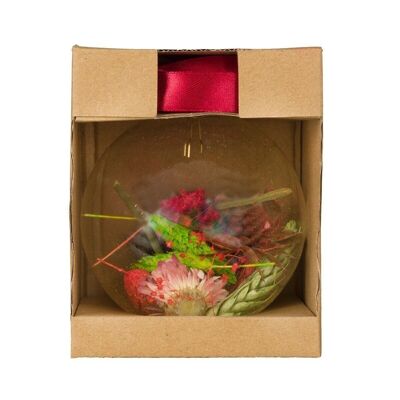 Christmas ornament with Dried flowers - RED