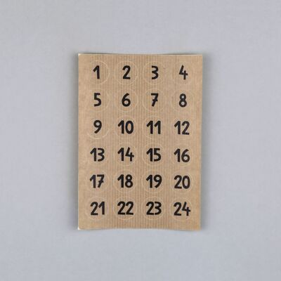 Advent stickers on kraft paper 24 numbers Amelie