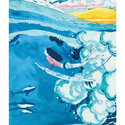 Watercolor Poster - Surfer
