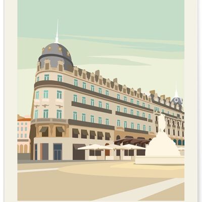 Affiche illustration de la ville Montpellier Vintage