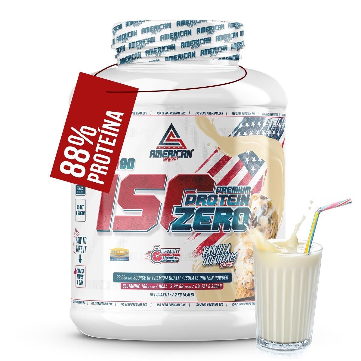 AS American Suplement | Premium Iso Zero 2 kg | Vainilla | Proteína de Suero de Leche | Ayuda a Aumentar tu Masa Muscular | Bajo en Carbohidratos | 0% Azúcares … B073PN5C84