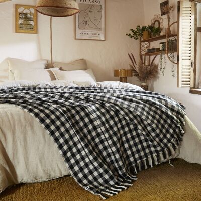 Fringed bedspread 240 x 260 cm RPET GABRIEL