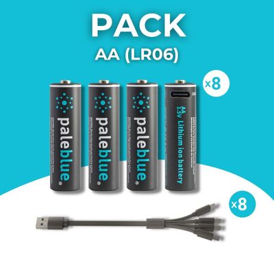 PACK - USB RECHARGEABLE BATTERIES AA / LR06 TYPE C - 8 pieces