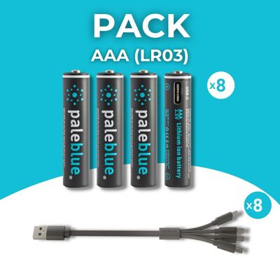 PACK - PILES RECHARGEABLES USB AAA / LR03 TYPE C - 8 pièces