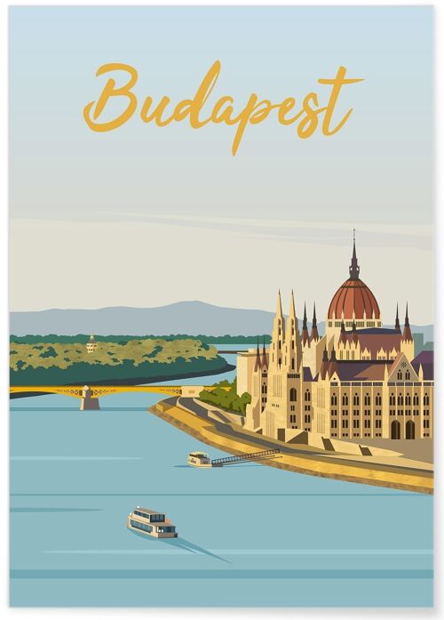 Affiche illustration de la ville de Budapest