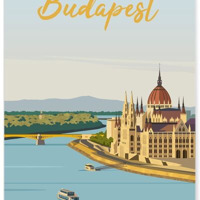 Poster illustration of the city of Budapest