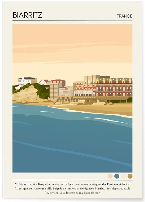 Affiche ville Biarritz Vintage