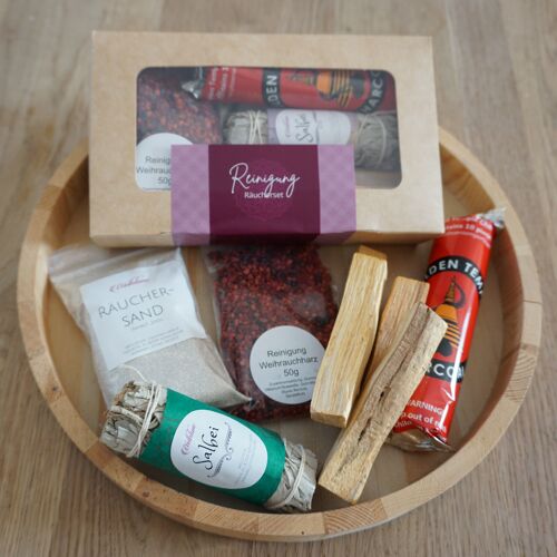 Räucherset Reinigung mit Salbei Smudge, Palo Santo, Weihrauch Reinigung, Räucherkohle, Räuchersand