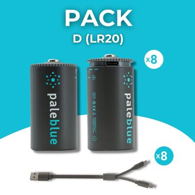 PACK - BATTERIE RICARICABILI USB D cell / LR20 TIPO C - 8 pezzi