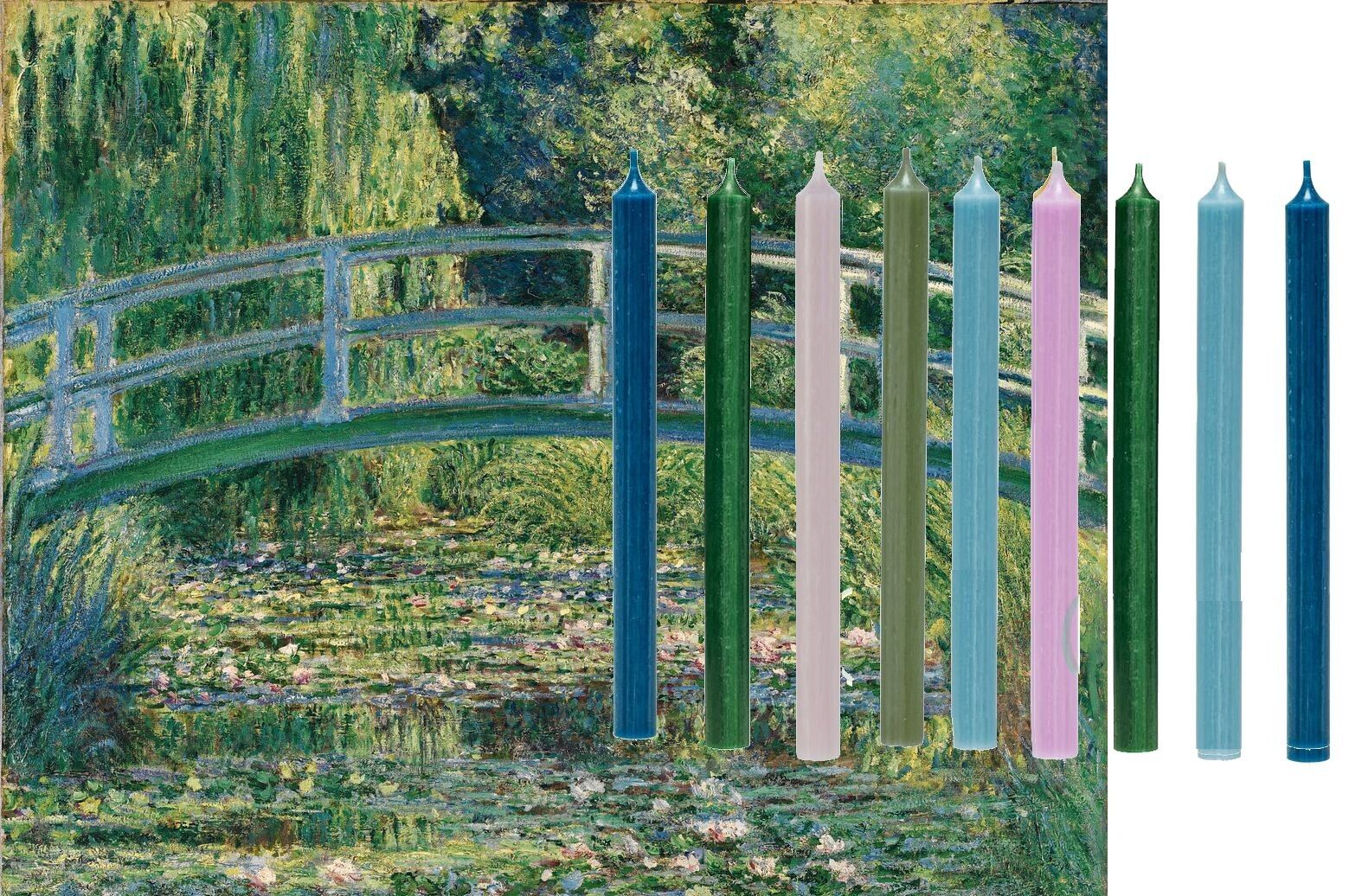 Candele da cena di qualità Cactula 9 pezzi dipinto di Monet 2,1 x 28 cm