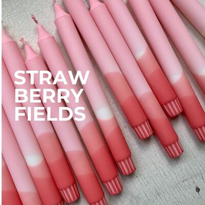 Dip Dye Kerzen im 3er-Set / handgefärbte Stabkerzen „STRAWBERRY FIELDS”