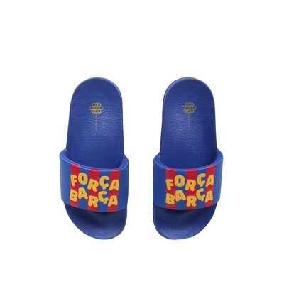 Oficial FC Barcelona "FORÇA BARÇA Chanclas de pala para niños, campeones actuales de LaLiga