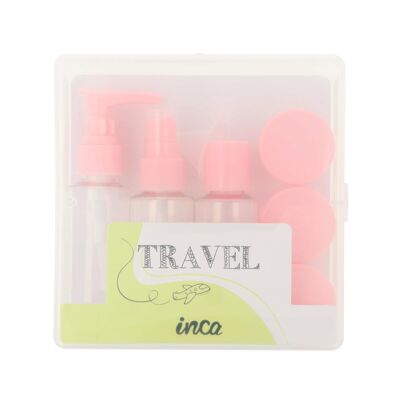 Travel set with 7 Refillable Bottles - Transparent toiletry bag