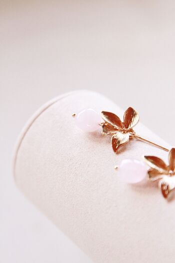 Boucles d'oreilles mariage "Quartz rose" 2