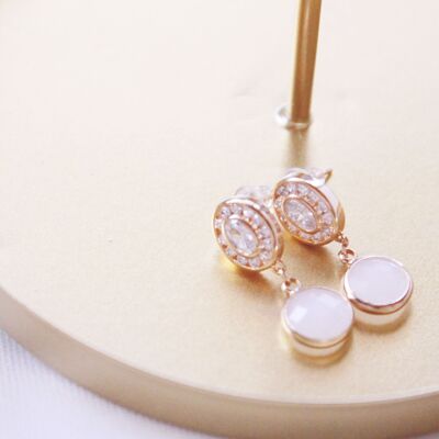 Boucles d'oreilles cristal plaqué or "Amour rose"