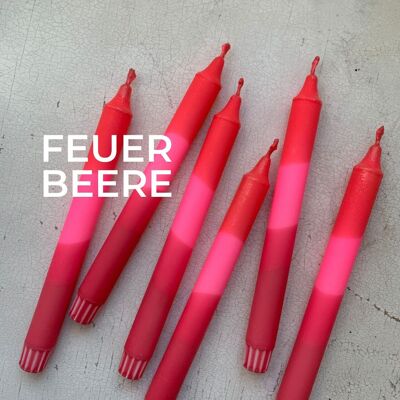 Dip Dye Kerzen im 3er-Set / handgefärbte Stabkerzen „FEUERBEERE”