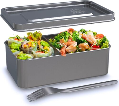 Umami Lunch Box - Bento Lunch Box en Acier Inoxydable, Fourchette Incluse, Passe au Micro-ondes et au Lave-vaisselle, Boîte Inox Étanche, Lunchbox Inox avec Séparateur Amovible, Design Élégant