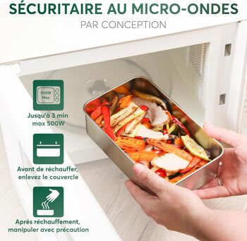 Umami Lunch Box - Bento Lunch Box en Acier Inoxydable, Fourchette Incluse, Passe au Micro-ondes et au Lave-vaisselle, Boîte Inox Étanche, Lunchbox Inox avec Séparateur Amovible, Design Élégant 3