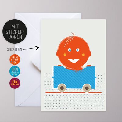 Greeting card with sticker - baby boy