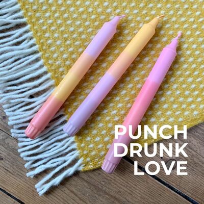 Dip Dye Kerzen im 3er-Set / handgefärbte Stabkerzen „PUNCH DRUNK LOVE”