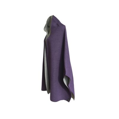 MantelCape reversibel violett/grau