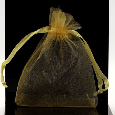 Bolsas de regalo de organza. 100 bolsas de organza de color dorado para joyería, regalos. Bolsas de organza.