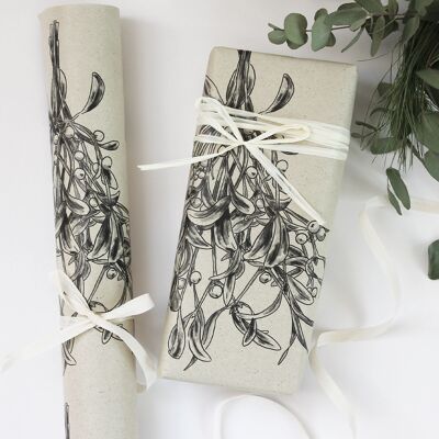 Wrapping paper made from grass paper, mistletoe