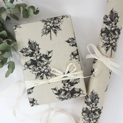 Wrapping paper made from grass paper, holly
