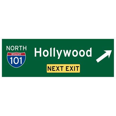 Letrero de calle estadounidense Hollywood PRÓXIMA SALIDA - 33 x 12 cm