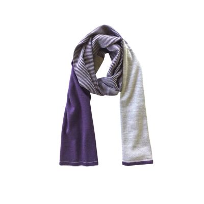Bufanda de rayas violeta/gris