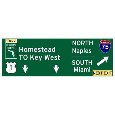 XXL US Strassenschild Key West Naples Miami Florida - 115x40 cm