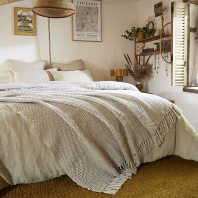 Fringed bedspread 240 x 260 cm RPET GABIN Pampa