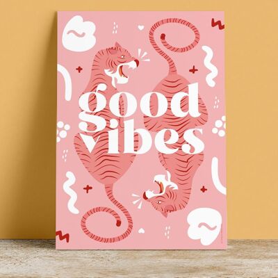 Poster con messaggio stampato: Good Vibes Pink