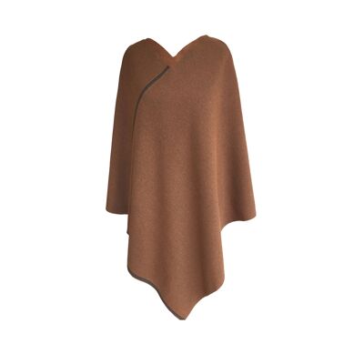 Poncho triangolare sottile reversibile miele/marrone