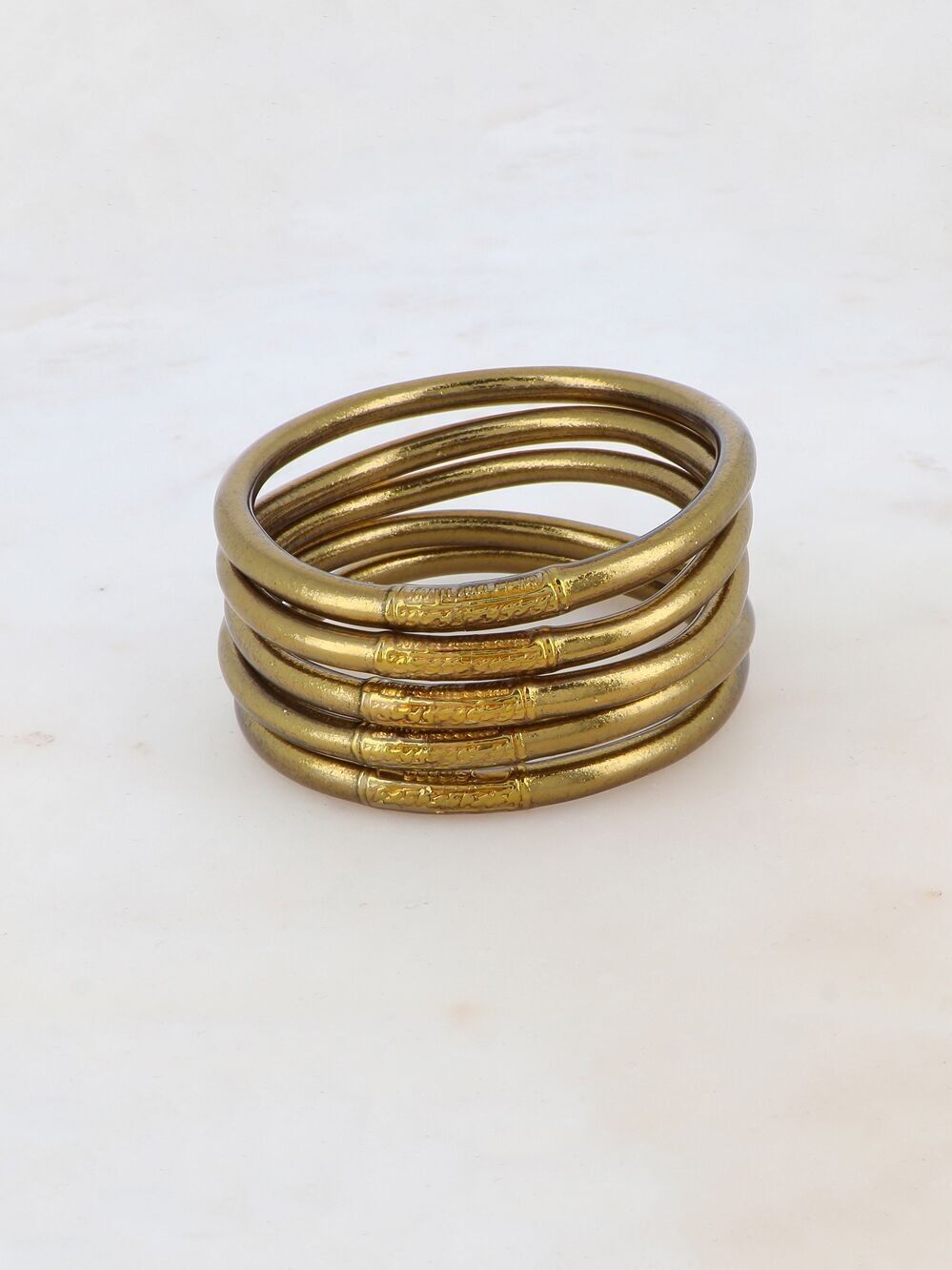 Bracciale buddista spesso con mantra - Oro antico scuro