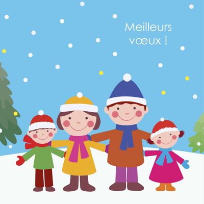 Mini carte de voeux FAMILLE NEIGE