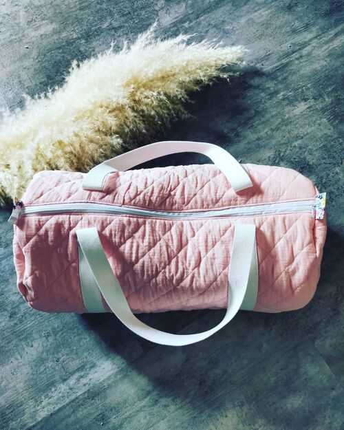 Sac a langer bebe  en double gaze matelasse rose