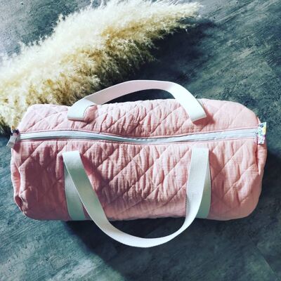 Sac a langer bebe  en double gaze matelasse rose