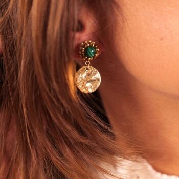 Boucles d'oreilles Margot - Malachite 3