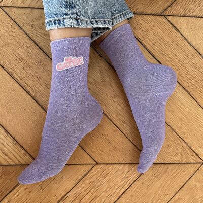 Glitter socks for women - Ma Gatée Violet